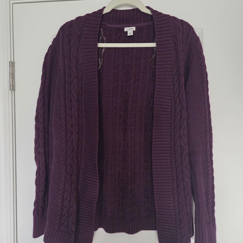 L.L. Bean Women's Purple Cable Knit Sweater